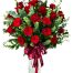 18 red roses in vase