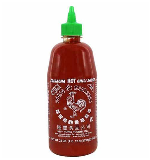 3 bottles of sriracha chilli sauce