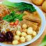 stewed noodles soup with vegetable